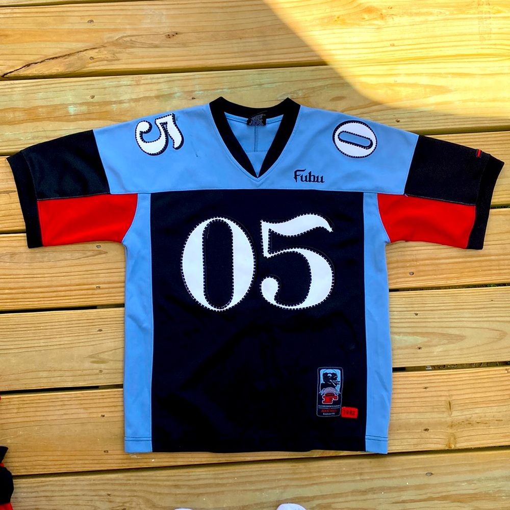 Fubu Collection Blue Red Black Jersey Top